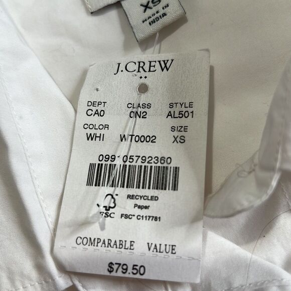 J. Crew Factory White Button-up cotton poplin shirt in signature fit NWT - Picture 4 of 7